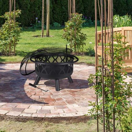 Fireplace with grill grate and spark guard