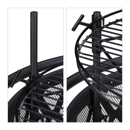 Fireplace with grill grate and spark guard
