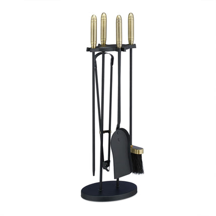 Feuerständer mit 5 Teilen in Schwarz/Gold