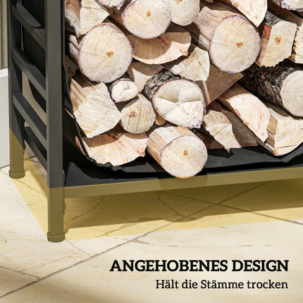 Firewood Log Holder with Removable Carrier Bag, Up to 50 kg, 49x34x44 cm, Black