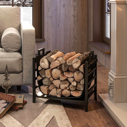 Firewood Log Holder with Removable Carrier Bag, Up to 50 kg, 49x34x44 cm, Black