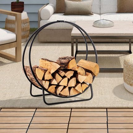 Kaminholz-Regal Ring, 60 cm, 230 kg, Metall, Schwarz
