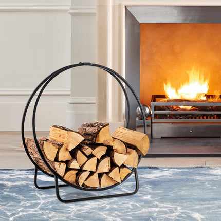 Kaminholz-Regal Ring, 60 cm, 230 kg, Metall, Schwarz