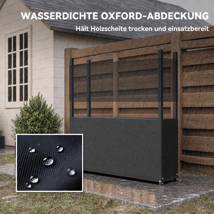 Firewood Rack 106 x 25 x 113 cm with 600D Oxford Cover, Steel, 250 kg, Black