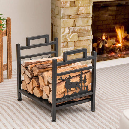 Firewood Rack, 18.5 Inch Metal Log Holder With Handles