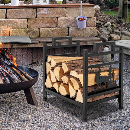 Firewood Rack, 18.5 Inch Metal Log Holder With Handles