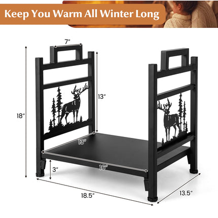 Firewood Rack, 18.5 Inch Metal Log Holder With Handles