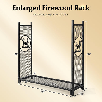 Kaminholzregal, 122 cm, Netzseiten, 136 kg Tragkraft