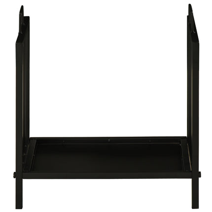 Porte-bûches à deux poignées, couverts de cheminée, capacité de charge de 50 kg, support robuste en métal noir, 39 x 32,5 x 46 cm