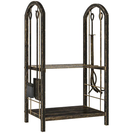 Kaminholzregal Innen 43x30x74cm, 2-stufig mit Werkzeug