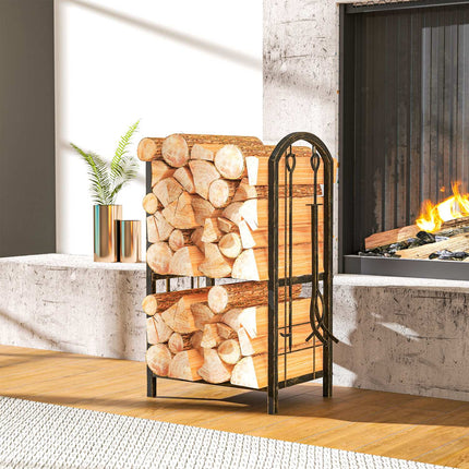 Kaminholzregal Innen 43x30x74cm, 2-stufig mit Werkzeug