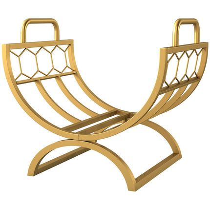 Kaminholzregal, Innenbereich, Metall, Gold, 46x36x41cm