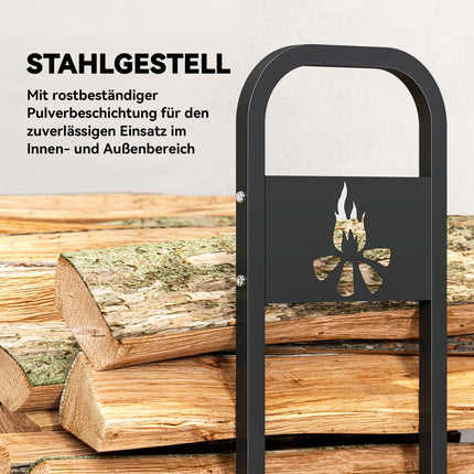 Kaminholzregal, Metall, 199x30x121 cm, 300kg Traglast