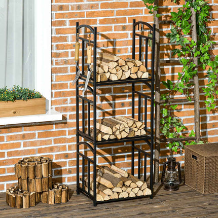 Firewood Rack – Metal, 3-Tier, Indoor Use