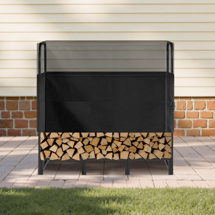 Firewood Rack With Waterproof Cover, 4 Ft Steel, 1/4 Cord