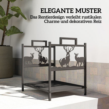 Kaminholzregal für den Innenbereich, Metall, 42,5x33,5x43 cm