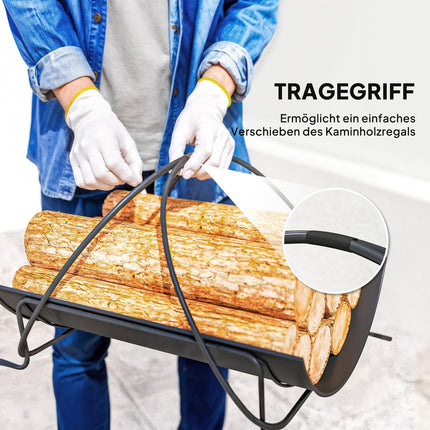 Kaminholzständer für drinnen, 51x38x33cm, Metallgriff