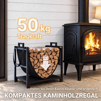 Firewood Rack with Canvas Carrier, 47.5 x 33 x 44 cm