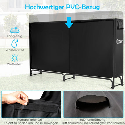 Firewood Rack with PVC Cover, 240 cm, Black Iron