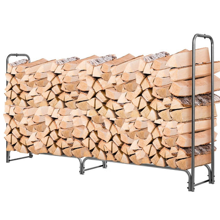 Firewood Rack with PVC Cover, 240 cm, Black Iron