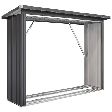 Kaminholzregal, Stahl, erhöhter Boden, 213x66.5x150 cm