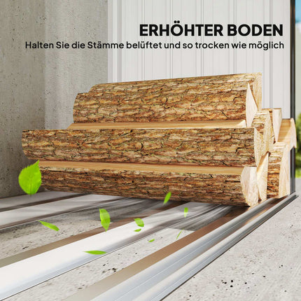 Kaminholzregal, Stahl, erhöhter Boden, 213x66.5x150 cm