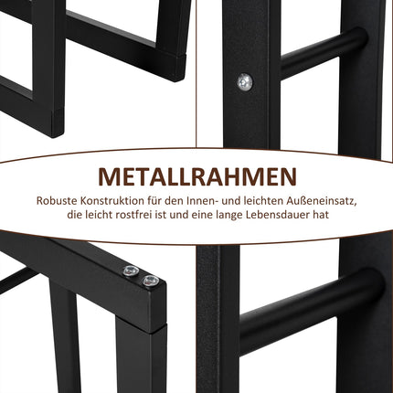 Wood rack in steel, 100 kg capacity, black, 60x25x100 cm