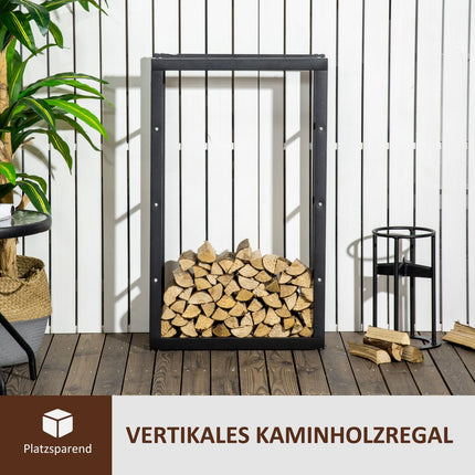 Wood rack in steel, 100 kg capacity, black, 60x25x100 cm