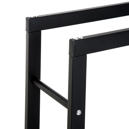 Wood rack in steel, 100 kg capacity, black, 60x25x100 cm