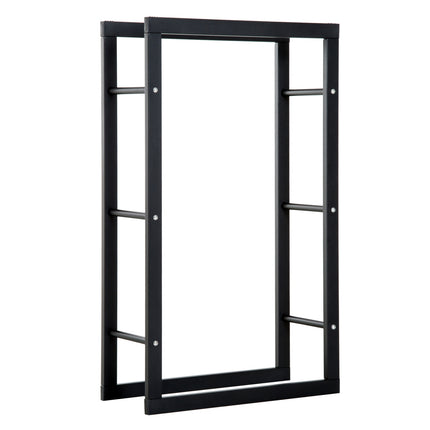 Wood rack in steel, 100 kg capacity, black, 60x25x100 cm