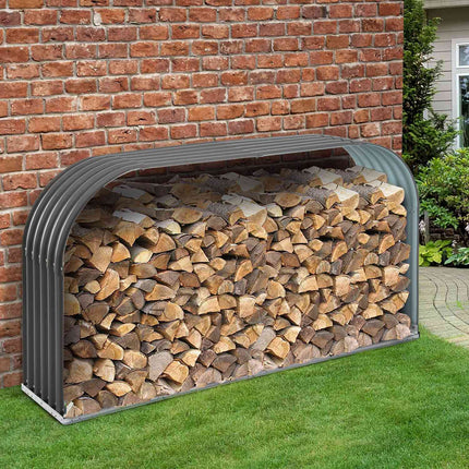 Kaminholzregal aus Stahl, grau - 208x46x112 cm, 0,85 m³ Lagerung