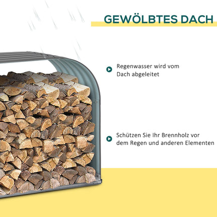 Kaminholzregal aus Stahl, grau - 208x46x112 cm, 0,85 m³ Lagerung