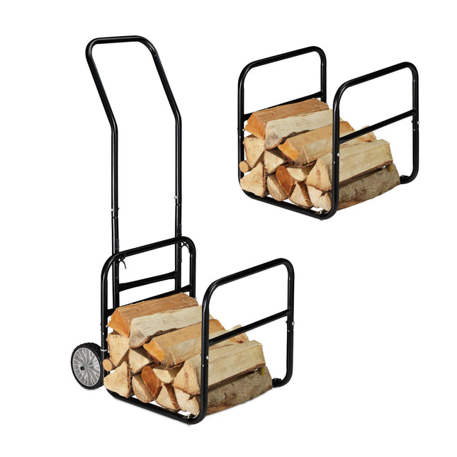 Firewood cart with firewood basket