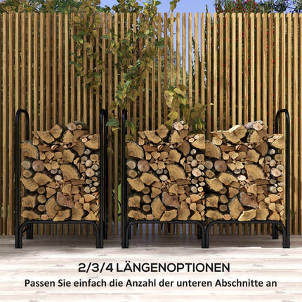 Stojan na dřevo, 0.33 m³, s taškou na nošení a krytem, kovový rám, až 150 kg, 120 x 36 x 99 cm, černý