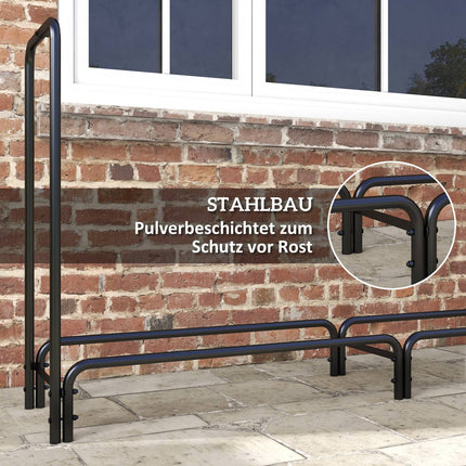 Kaminholzregal, 0,67 m³, mit Tragetasche & Abdeckung, Metallgestell, bis 200 kg, 240 x 36 x 99 cm, schwarz