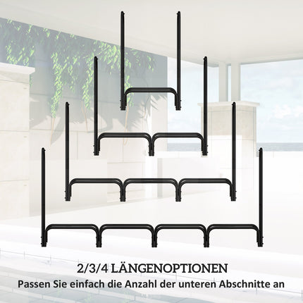 Kaminholzregal, 0,67 m³, mit Tragetasche & Abdeckung, Metallgestell, bis 200 kg, 240 x 36 x 99 cm, schwarz