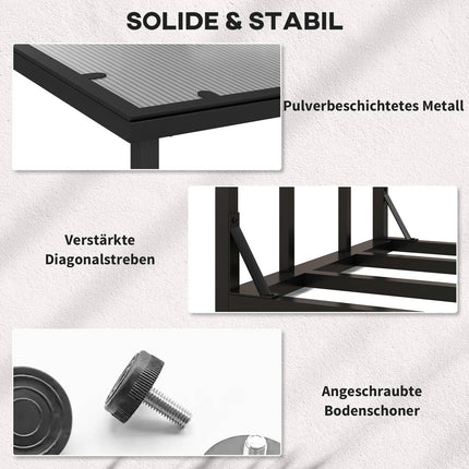 Metall-Holzständer mit Deckel, 2000 kg Tragkraft, schwarz