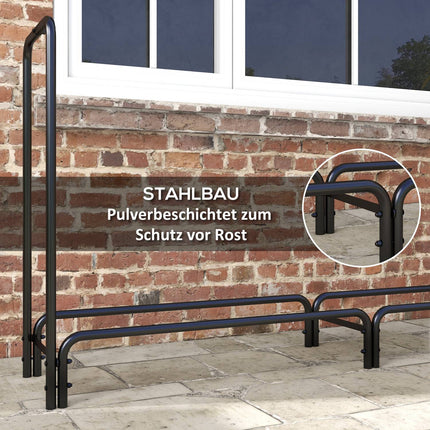 Verstellbares Kaminholzregal, Metall, 200x36x99 cm mit Abdeckung