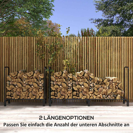 Verstellbares Kaminholzregal, Metall, 200x36x99 cm mit Abdeckung