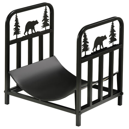 Metall-Kaminholzregal mit Griff, 50 kg Fassungsvermögen, schwarz