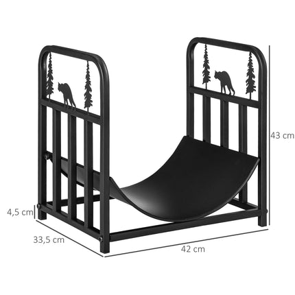 Metall-Kaminholzregal mit Griff, 50 kg Fassungsvermögen, schwarz