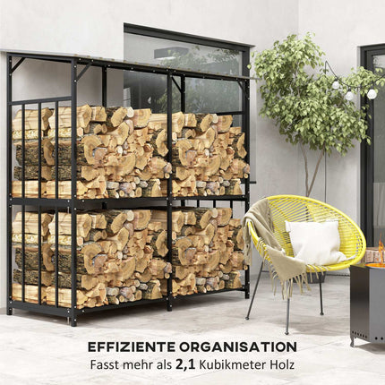 Outdoor-Holzregal mit Deckel – 1,17 m³, 100 kg Tragfähigkeit