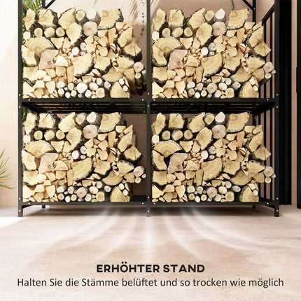 Outdoor-Holzregal mit Deckel – 1,17 m³, 100 kg Tragfähigkeit