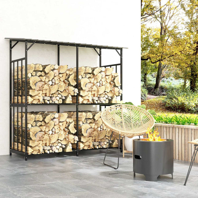Outdoor-Holzregal mit Deckel – 1,17 m³, 100 kg Tragfähigkeit