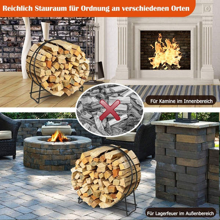 Kaminholzständer, Rohrholzkreis, Kaminholzlagerständer, einfache Montage, schwarz