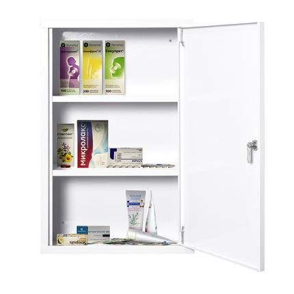 Abschließbarer Erste-Hilfe-Schrank aus Stahl, 3 Fächer, 40x60 cm