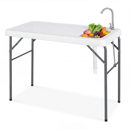 Fischputztisch, zusammenklappbares Waschbecken und Wasserhahn, 114 cm