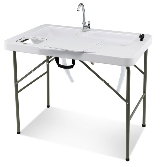 Fischputztisch klappbar Filetiertisch 101,5 x 65,5 x 107,5 cm weiß