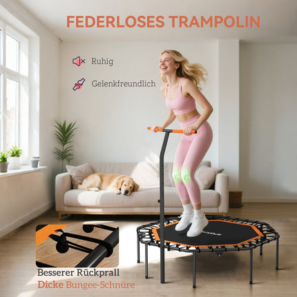 Fitness trampolína, nastavitelné madlo, do interiéru, ocel, oranžová