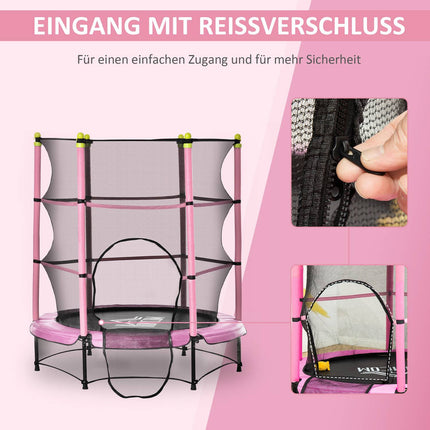 Trainingstrampolin für Kinder mit Sicherheitsnetz, rosa, 45 kg Maximalgewicht